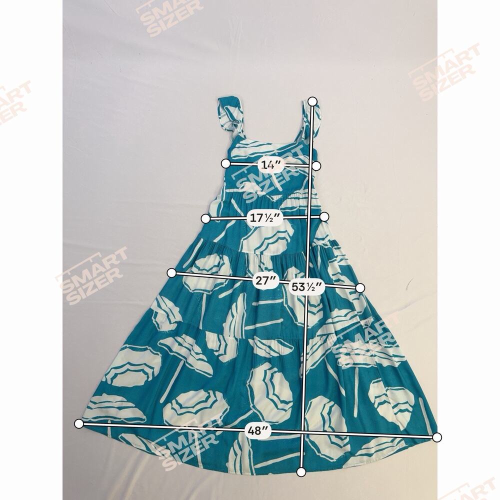 Kenny Flowers Limited Edition Tiered Maxi Dress Teal Women’s M Resort Vacation - Picture 6 of 10
